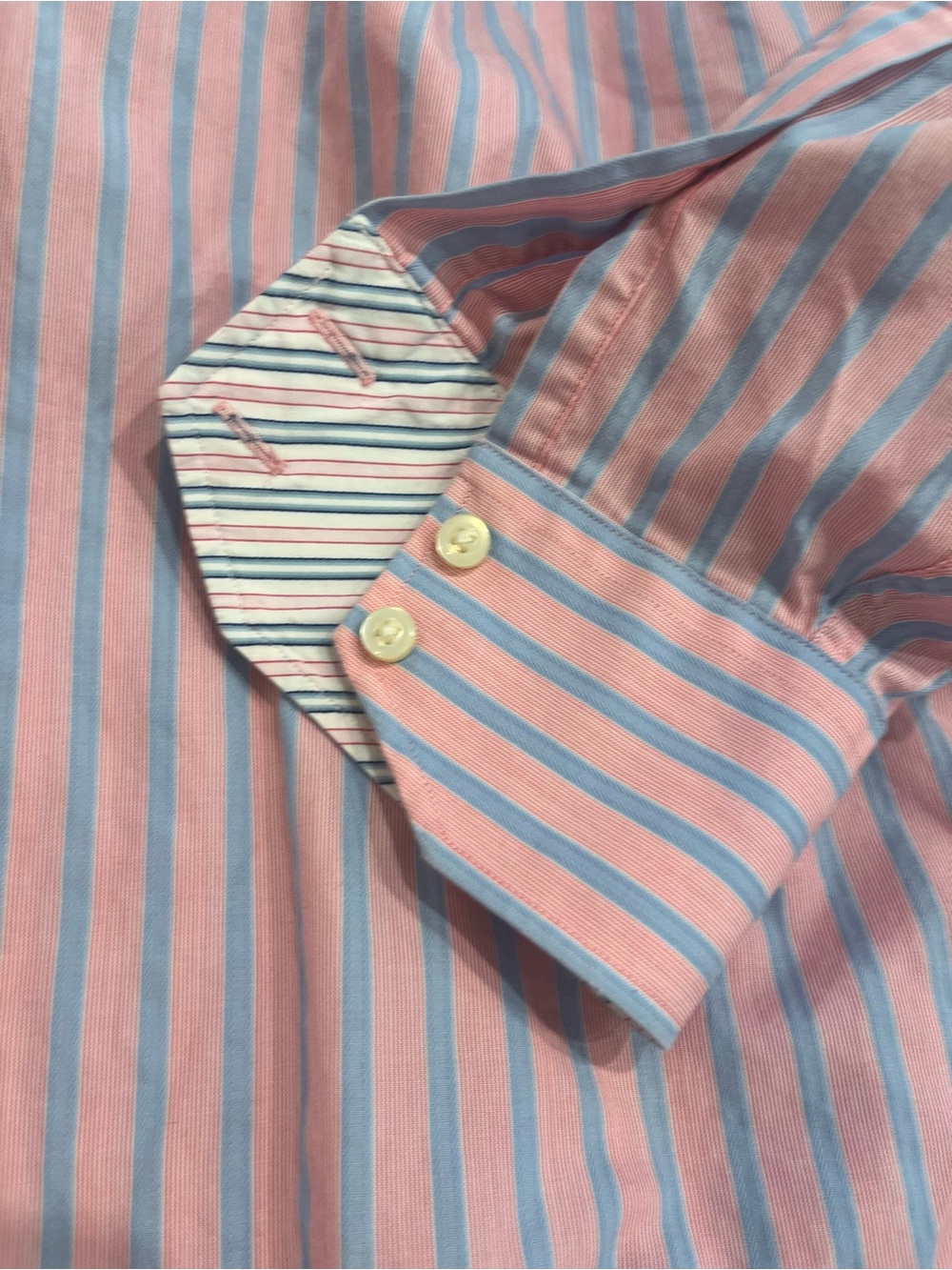 Thomas Dean Pink Cotton Stripe Contrasted Cuffs Xl Old Money Preppy View 5
